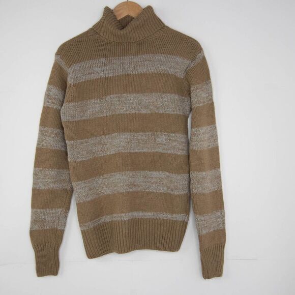 NWOT Eddie Bauer Turtleneck‎ Striped cotton blend Sweater, Tan L - Picture 3 of 9